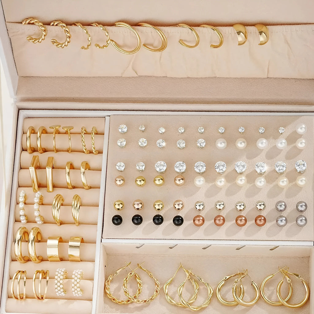 108 gold and yellow geometric alloy earrings with round pearl elements
