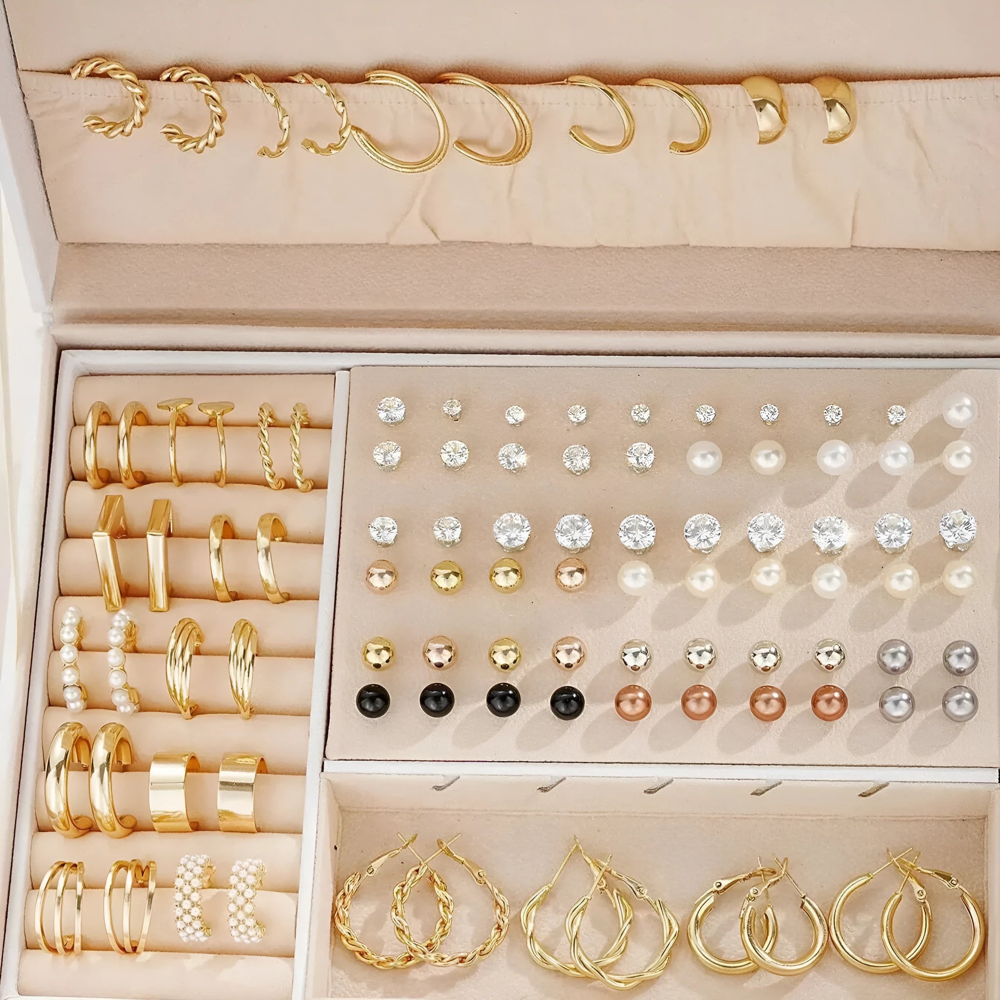 108 gold and yellow geometric alloy earrings with round pearl elements