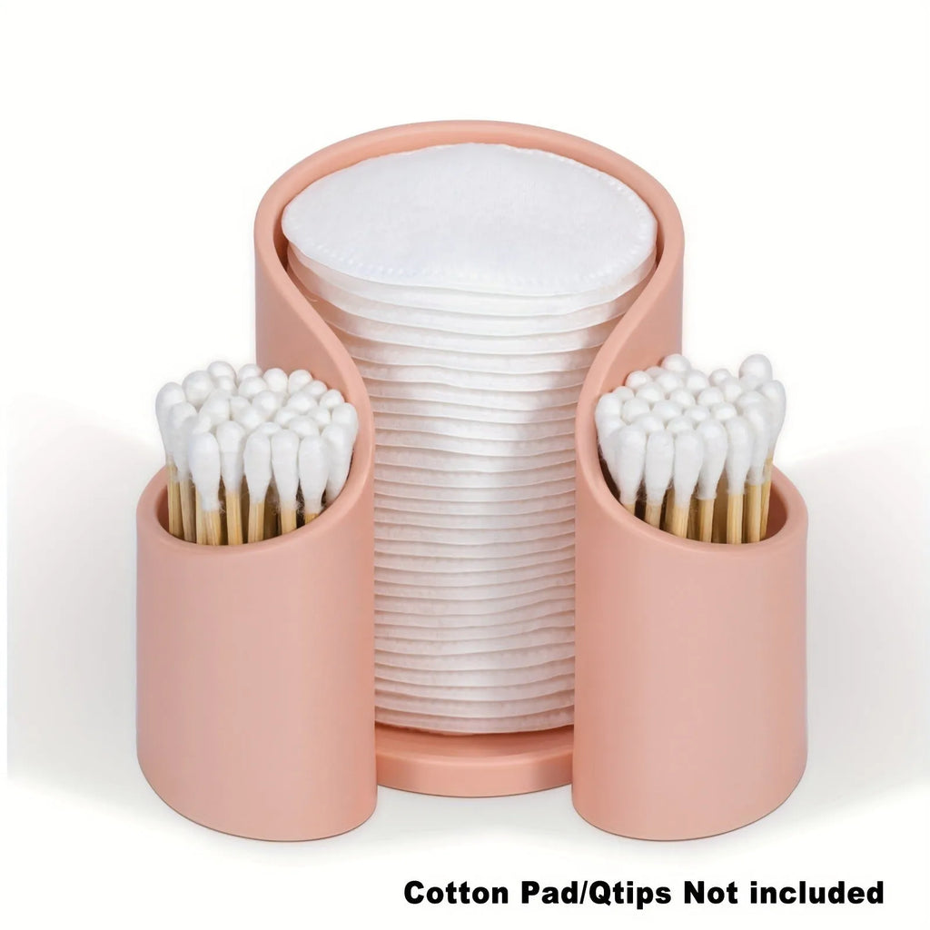 Modern solid colour plastic cotton box for storing dental floss or cotton pads.