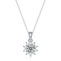 925 silver moissanite flower necklace for women with 1 carat round pendant and 21-50cm adjustable chain.