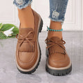 Plus size women's loafers with tassel bowknot decoration on artificial PU upper