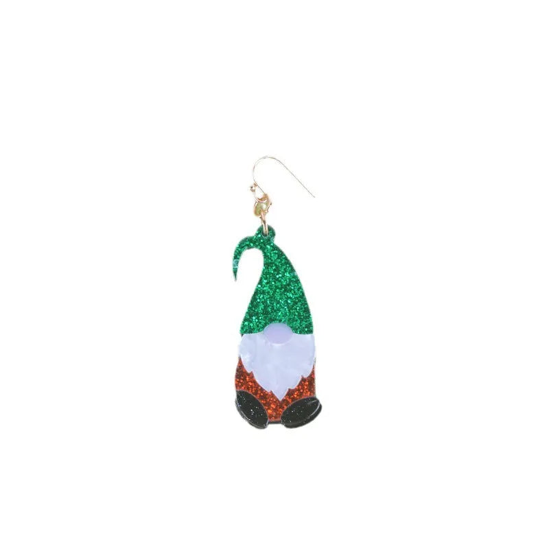 Cartoon Santa Claus acrylic fashion earrings in red, green or mixed colour options
