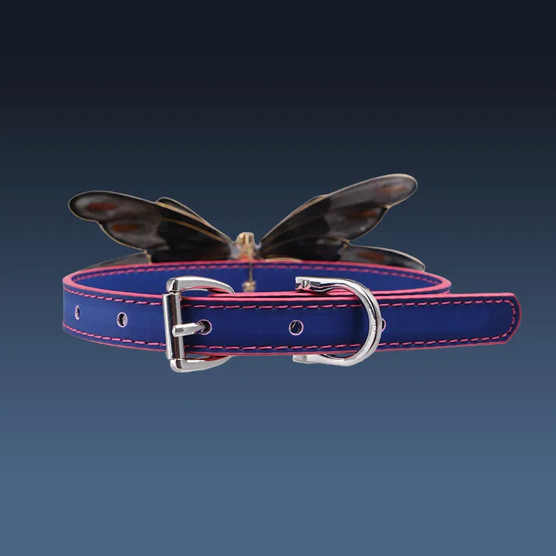 Temperature change purple butterfly collar necklace with alloy chain on a person.