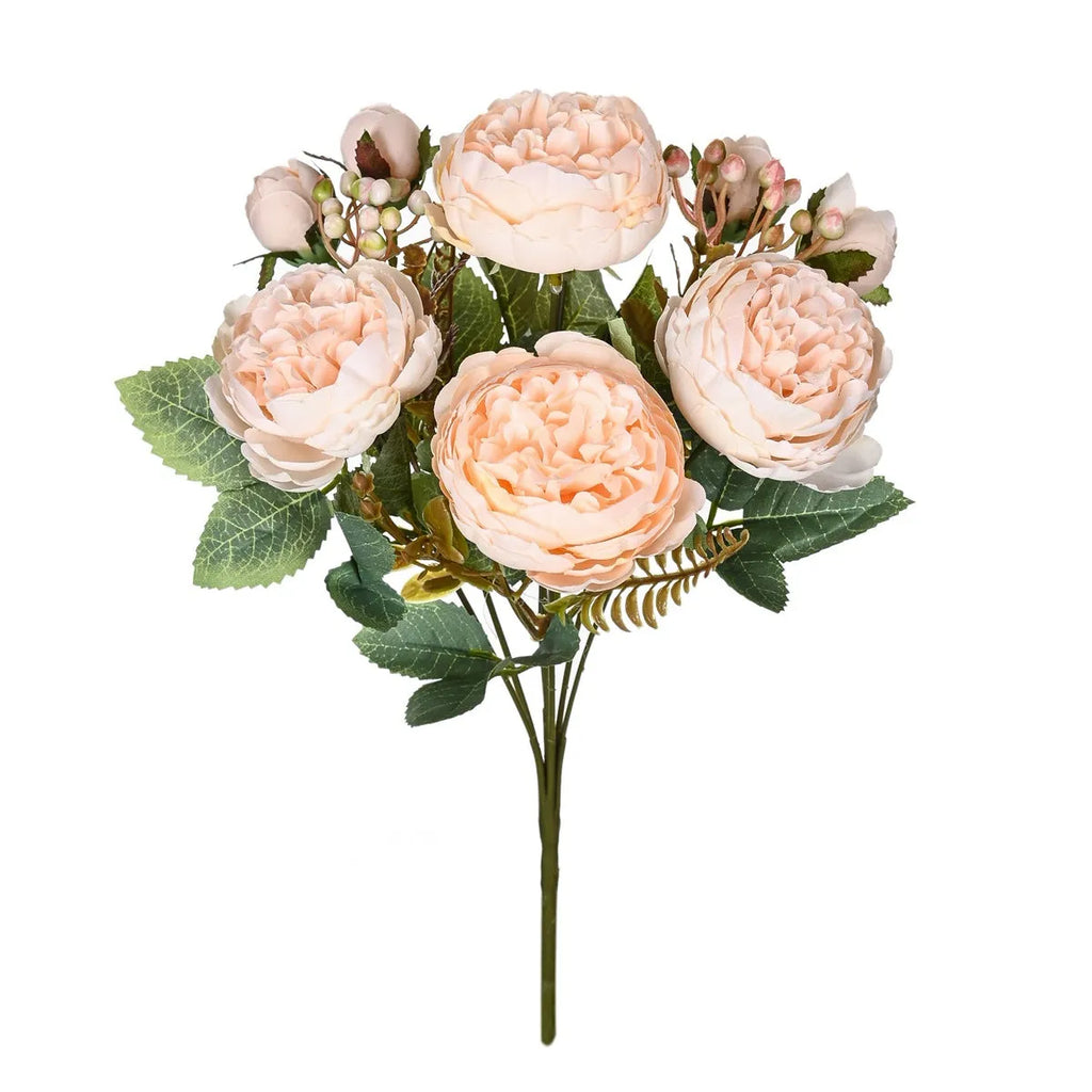 Silk artificial peony bouquet in champagne colour for wedding or home decoration
