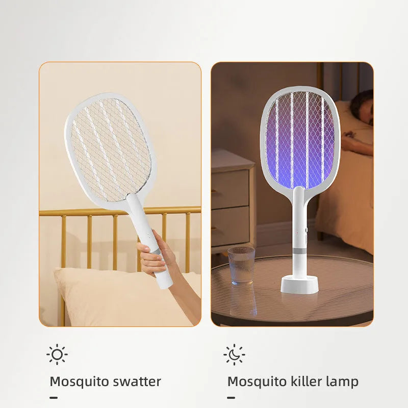 Rechargeable electric mosquito swatter with USB port and ABS plastic housing