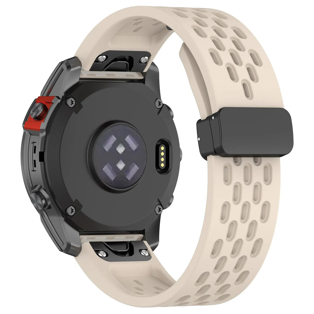 Garmin Fenix quick release replacement watch strap in multiple colours with included screwdriver tool on a white background.