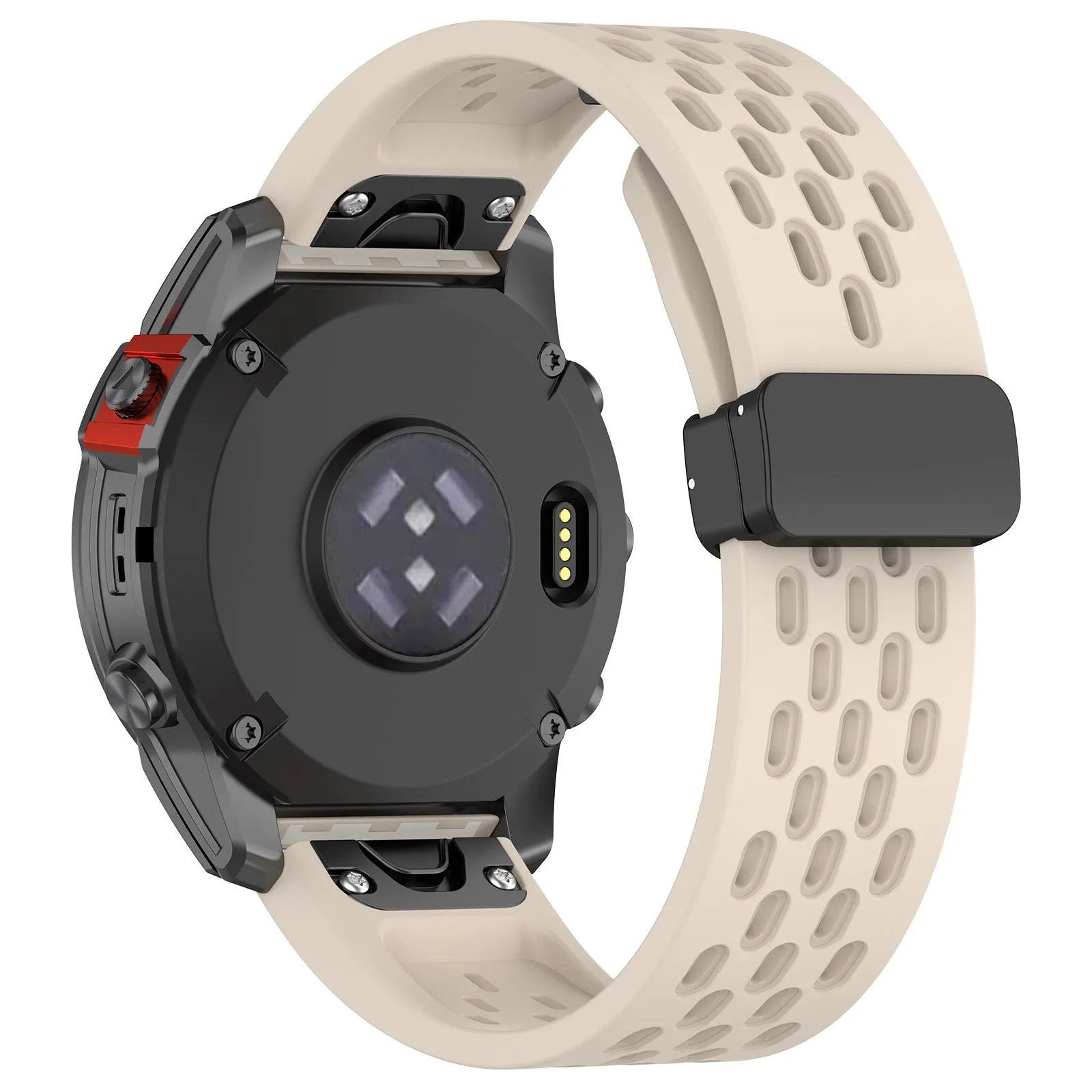 Garmin Fenix quick release replacement watch strap in multiple colours with included screwdriver tool on a white background.