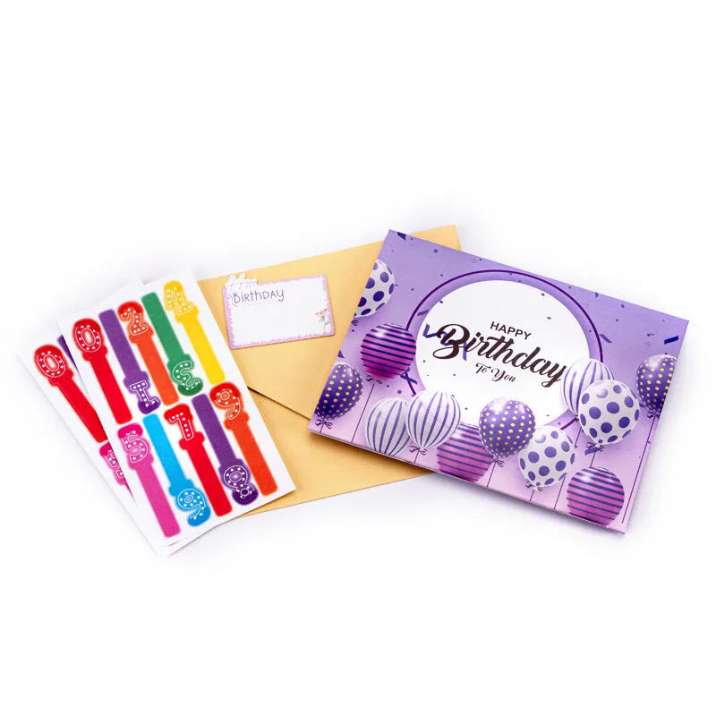3D musical greeting card with light-up cake decoration in Chinese ink style