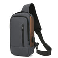 Anti-theft men's crossbody chest bag, nylon, 25 inch, lock feature, black grey blue black gold