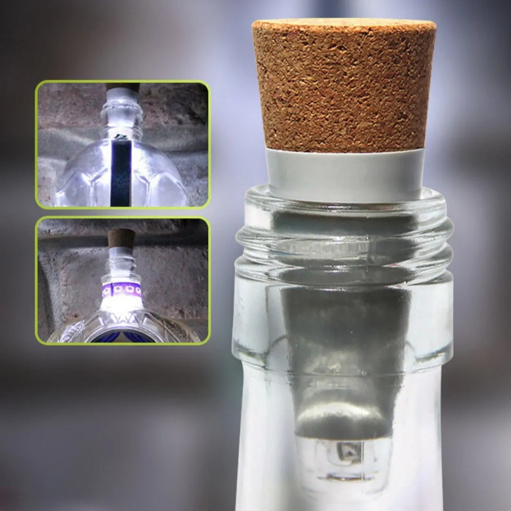 Plastic rechargeable LED bottle cap light with 15 beads for holiday decoration