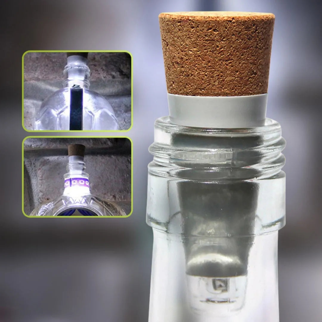 Plastic rechargeable LED bottle cap light with 15 beads for holiday decoration