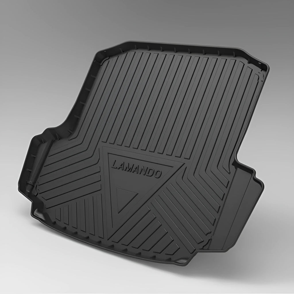 Black carbon fibre pattern car boot protector pad for vehicle cargo area