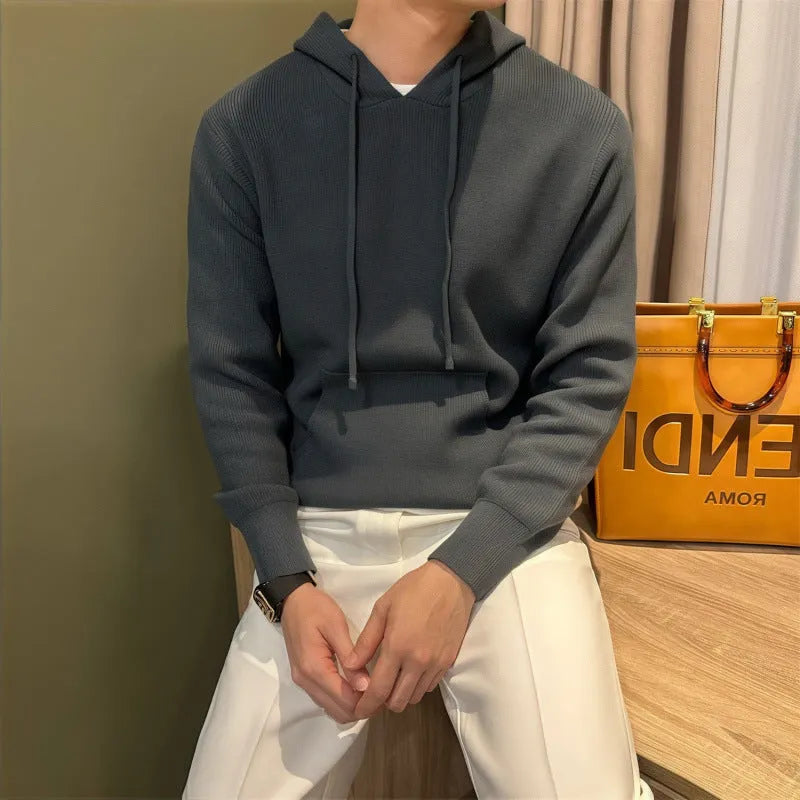 Lazy and slightly loose knitted sweater in green, black, or gray, slim fit pullover with long sleeves, sizes M-3XL