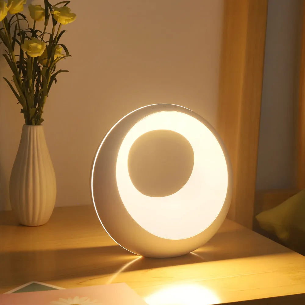 Creative Touch white RGB colour changing night lamp with remote control on desk