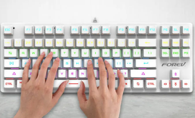 Punk gradient wired mechanical keyboard, ABS body, 350x130x35mm, shown in BlackBerry, fog Blue, Green Purple, Moonlit Night and Twilight Purple.