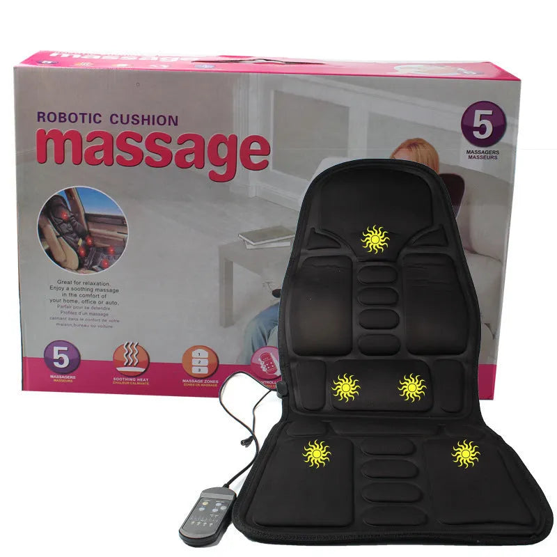 Black heating massage mat with infrared physiotherapy function and variable speed control