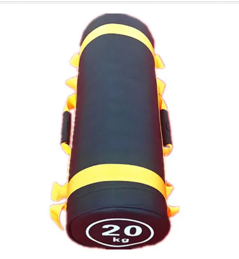 White PVC fitness training sandbag for weight lifting and physical conditioning exercises