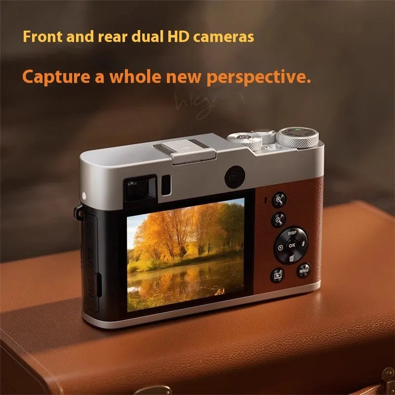 Black or brown 5K HD digital camera with optical viewfinder and 2.88-inch screen