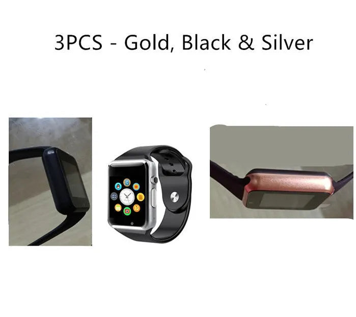 A1 Smart Watch Android compatible device with Bluetooth and GSM SIM card slot in eight colour options