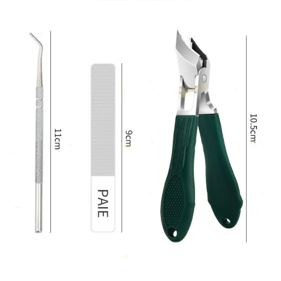 Anti-splash portable fingernail maintenance kit with brown, white, and green champagne pliers and manicure tools
