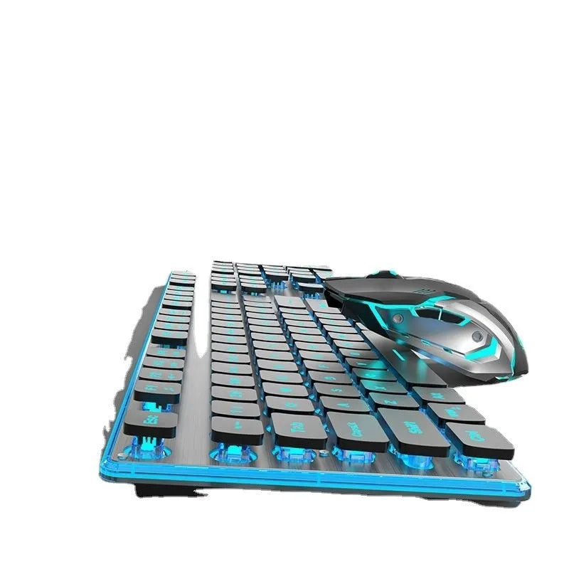 Wireless Bluetooth keyboard with mute button in cherry blossom pink colour on a desk.