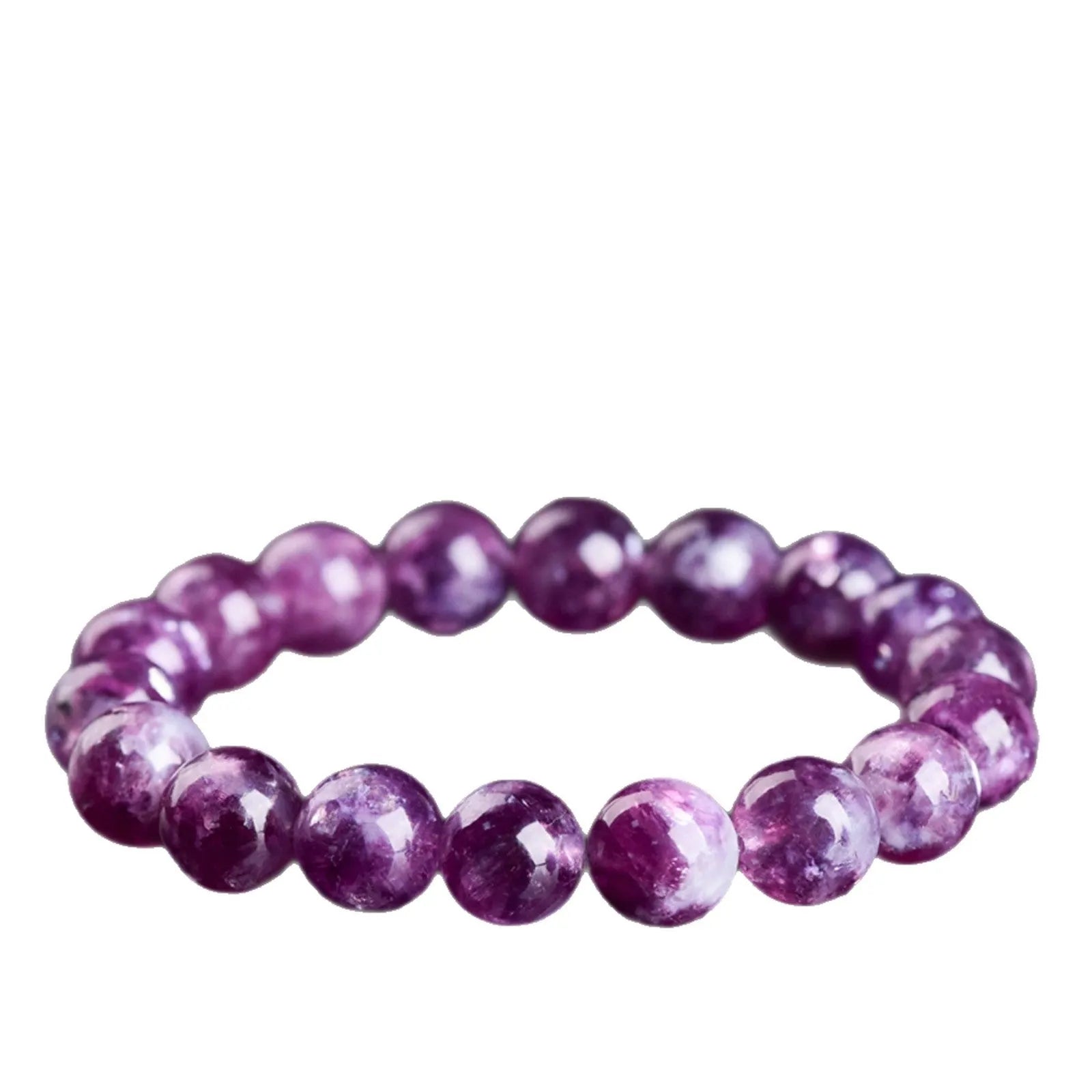 Korean-style geometric crystal bracelet with polished 5A grade purple beads in single-circle design