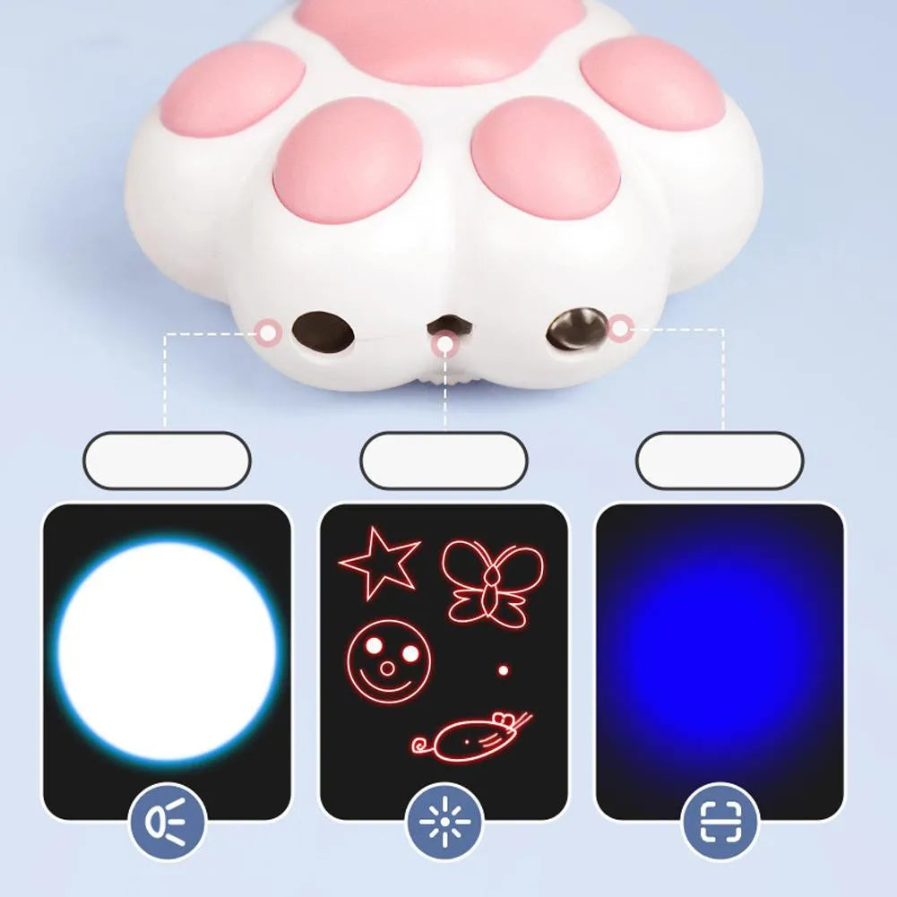 USB rechargeable infrared cat teaser toy with keychain measuring 5x2.5cm in black or pink plastic