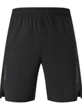Men's five-point spandex shorts in forest green, mid waist design with casual styling