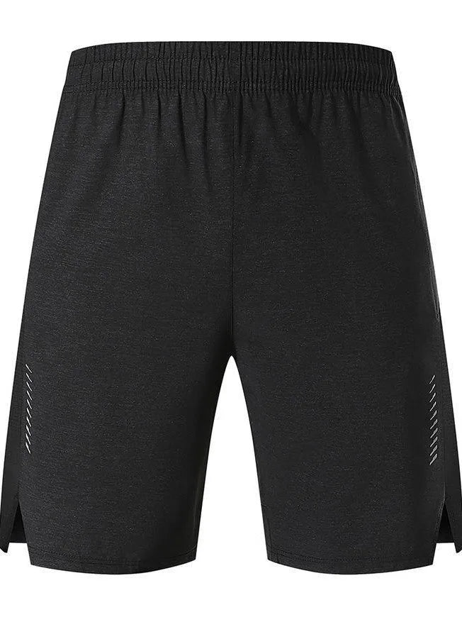 Men's five-point spandex shorts in forest green, mid waist design with casual styling