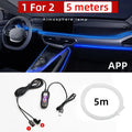 Car USB LED atmosphere lamp showing colour-changing strip installed on dashboard