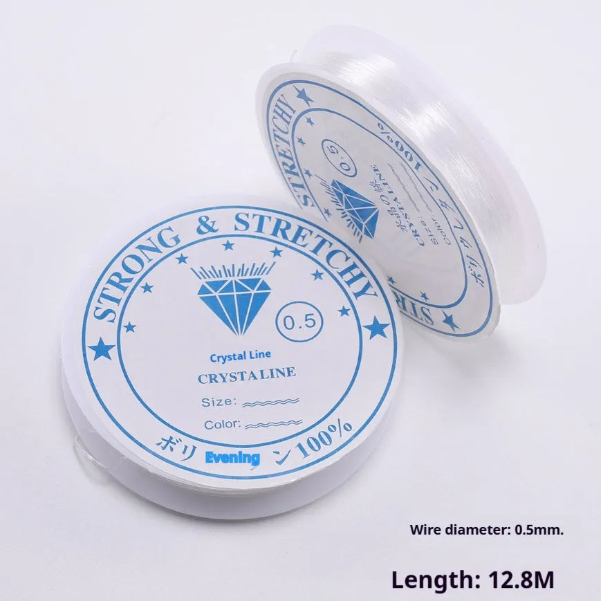 Spool of transparent white elastic fishing line for DIY jewellery and craft projects