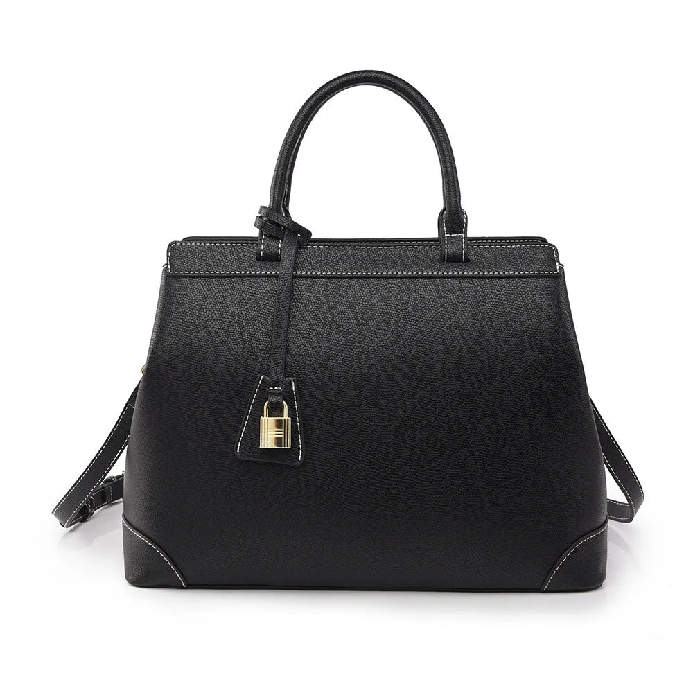 Women's PU vertical square shoulder bag with single strap, zip compartment, phone pocket and ID pocket in black