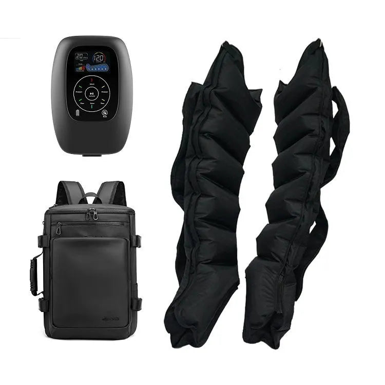 Air wave compression leg arm waist massager set with remote control and adjustable cuffs