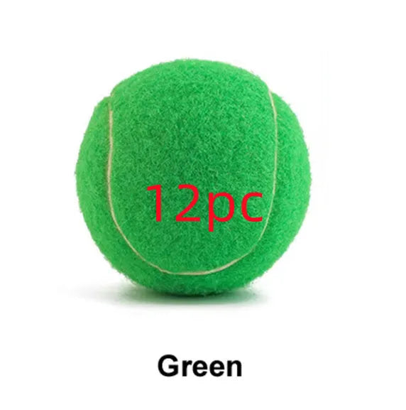 Blue, green, pink, and yellow 6.3cm rubber dog tennis balls for bite-resistant fetch play.