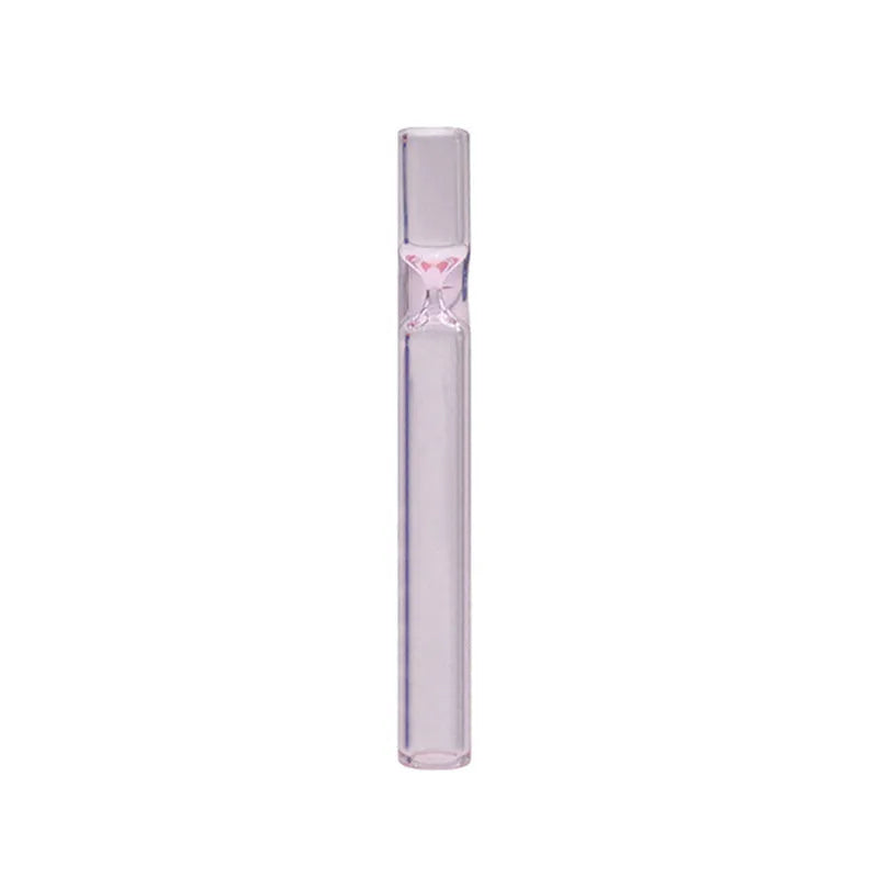 Straight transparent glass telescopic smoke pipe with suction nozzle in pink finish