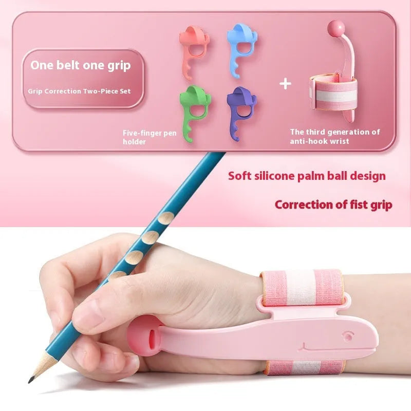 Blue anti-hook wrist brace pen control corrector for children's writing posture