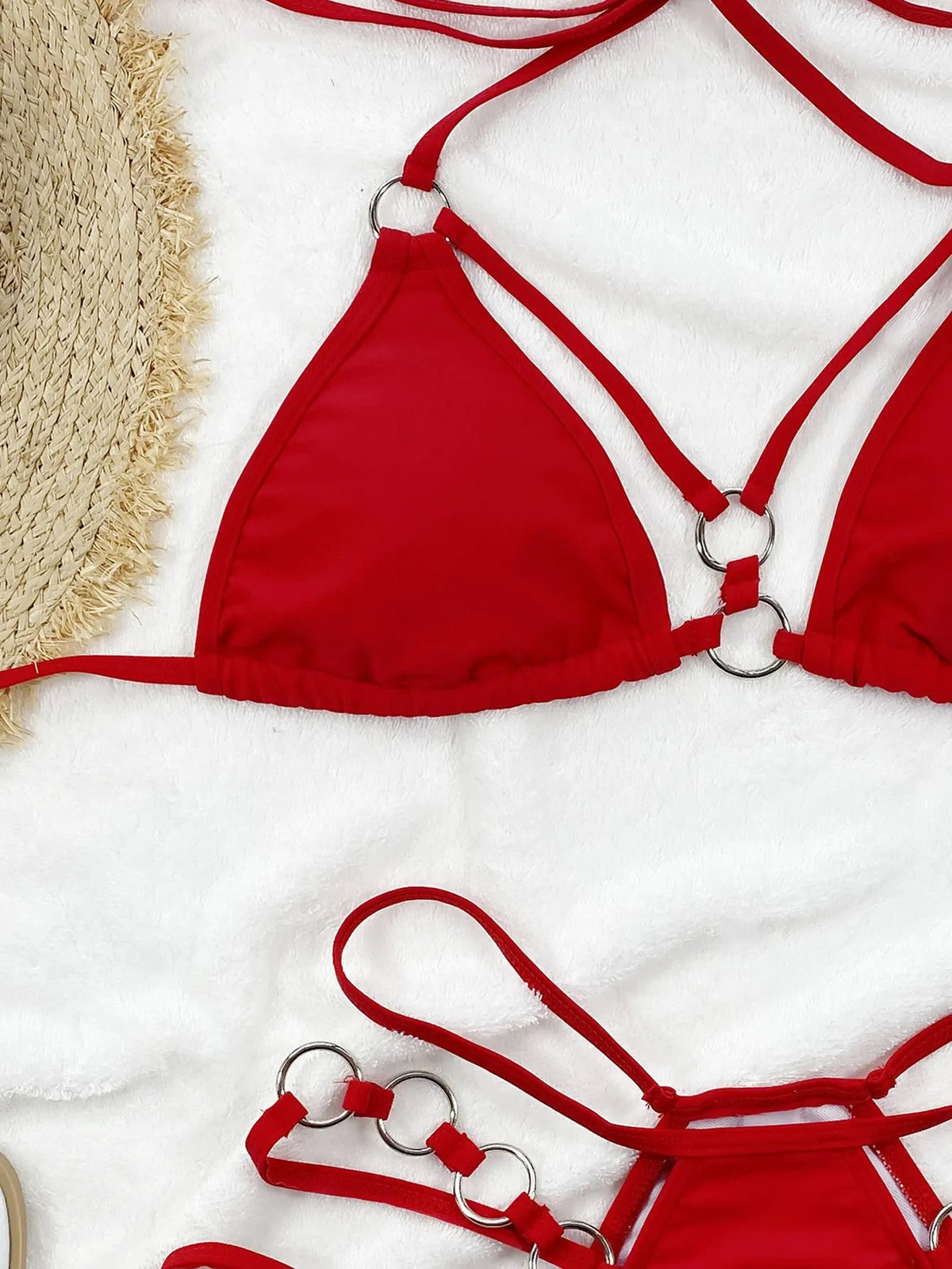 Women's separated bikini swimsuit set in nylon fabric with matching shorts