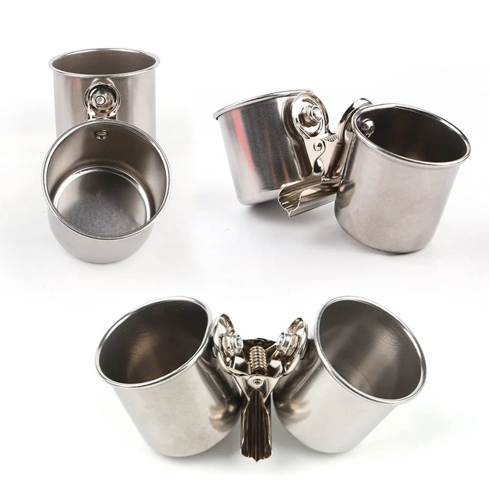 Stainless steel outdoor birdcage feeder with food container in natural colour