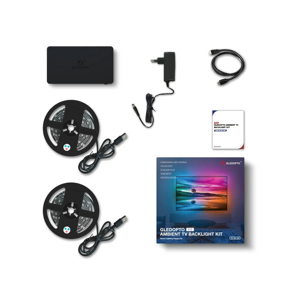 HDMI LED sync box for computer TV display with 4K pass-through and RGB lighting control