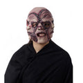 Three-sided grimace horror mask showing latex texture and comprehensive facial coverage for Halloween costumes