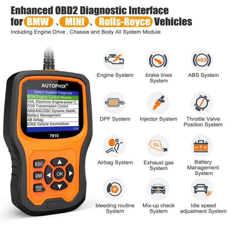 Autophix 7910 handheld automotive OBDII diagnostic scanner and fault code reader tool