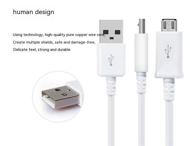 Black Android Micro USB data cable with 1 metre length for phone charging and tablet data transfer