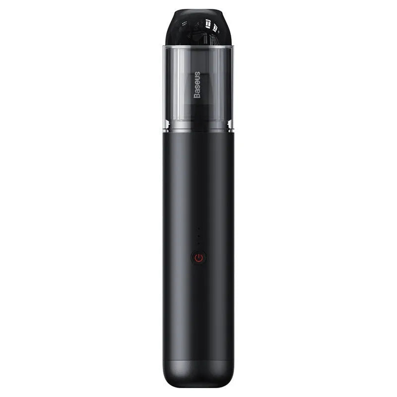 Black BASEUS A3 wireless car vacuum cleaner with cylindrical design and Type-C charging port.