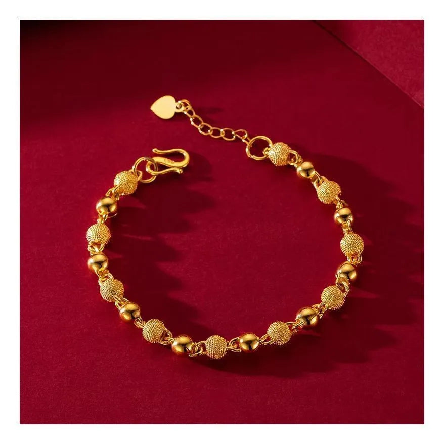 Solid light sand beads all-match bracelet, unisex alloy chain bracelet in antique style, colour S116