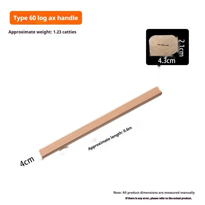 A locust wood replacement axe handle and hoe handle shown in different standard lengths.