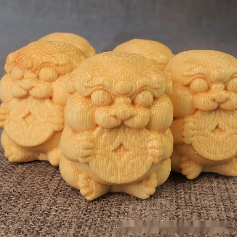 Solid bamboo carving ornament traditional Chinese craft money charm shape 4.5cm
