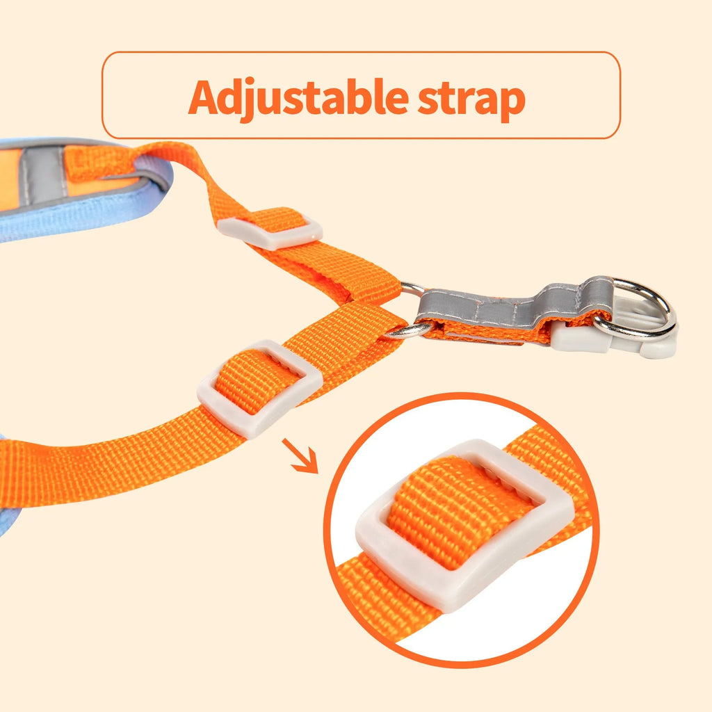 Adjustable dog harness with haulage rope attachment in multiple colours and sizes