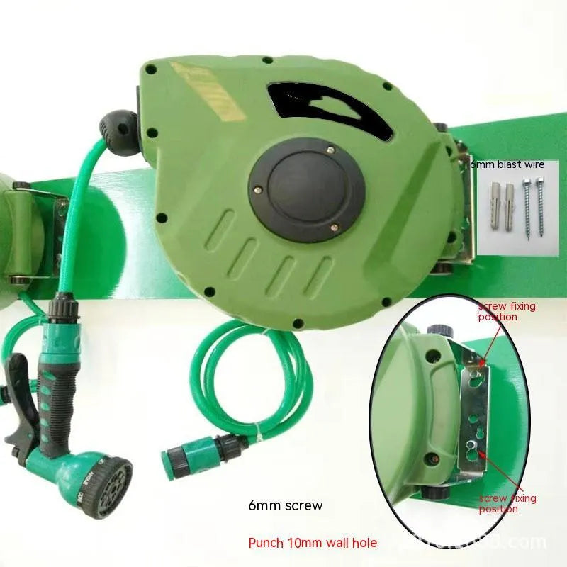 Automatic retractable hose reel with 10m PVC water pipe collector for car washing