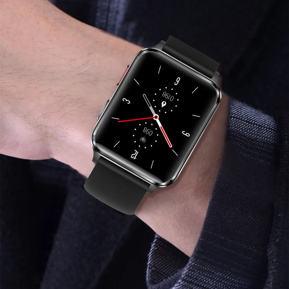 Multi-sport watch with 1.7-inch tempered glass screen showing heart rate and step count display