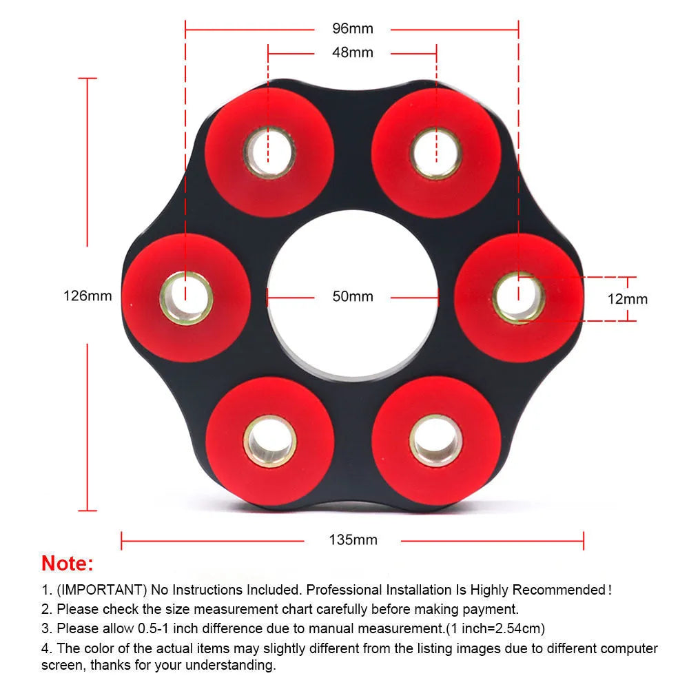 Red polyurethane aluminium BMW drive shaft connecting plate bracket for E-series vehicles